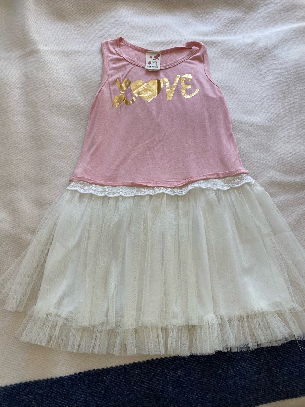 Lily Bleu Girls Pink Tulle Dress Size 6 Gold LOVE